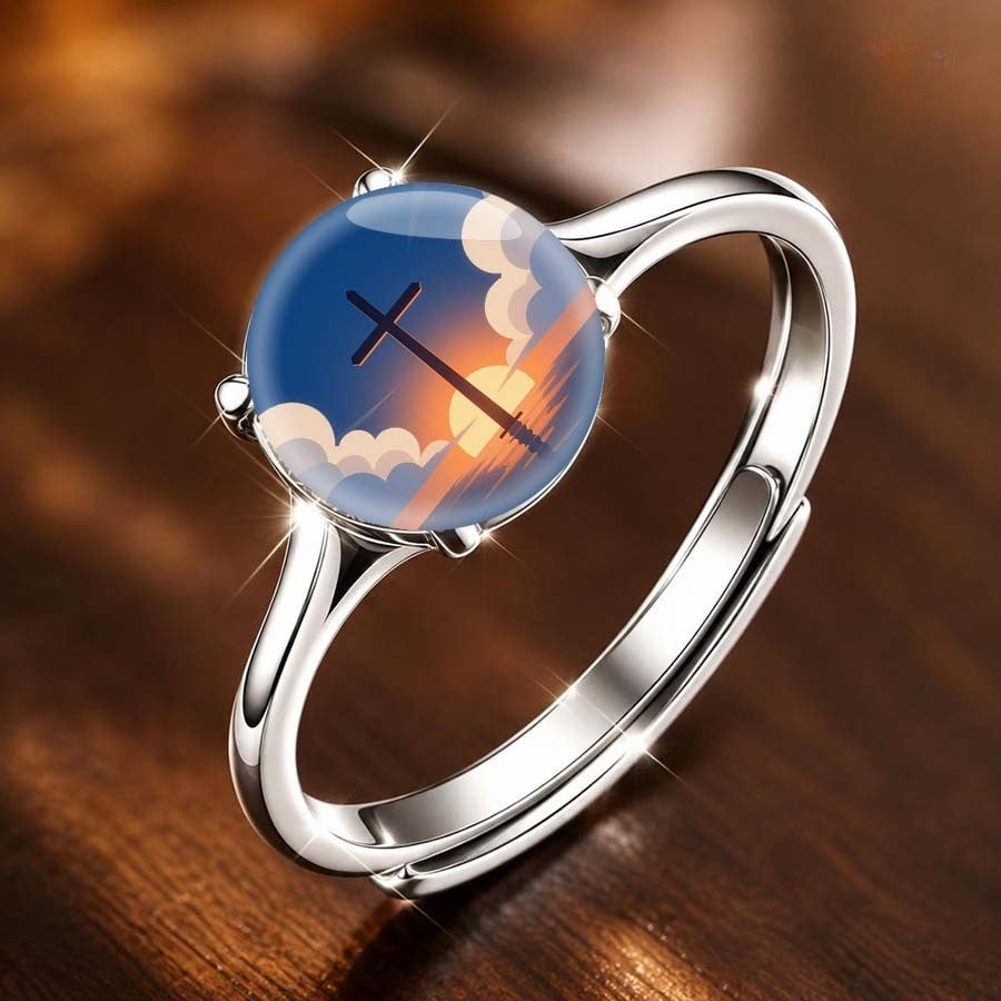 Sunset Cross Cabochon Ring