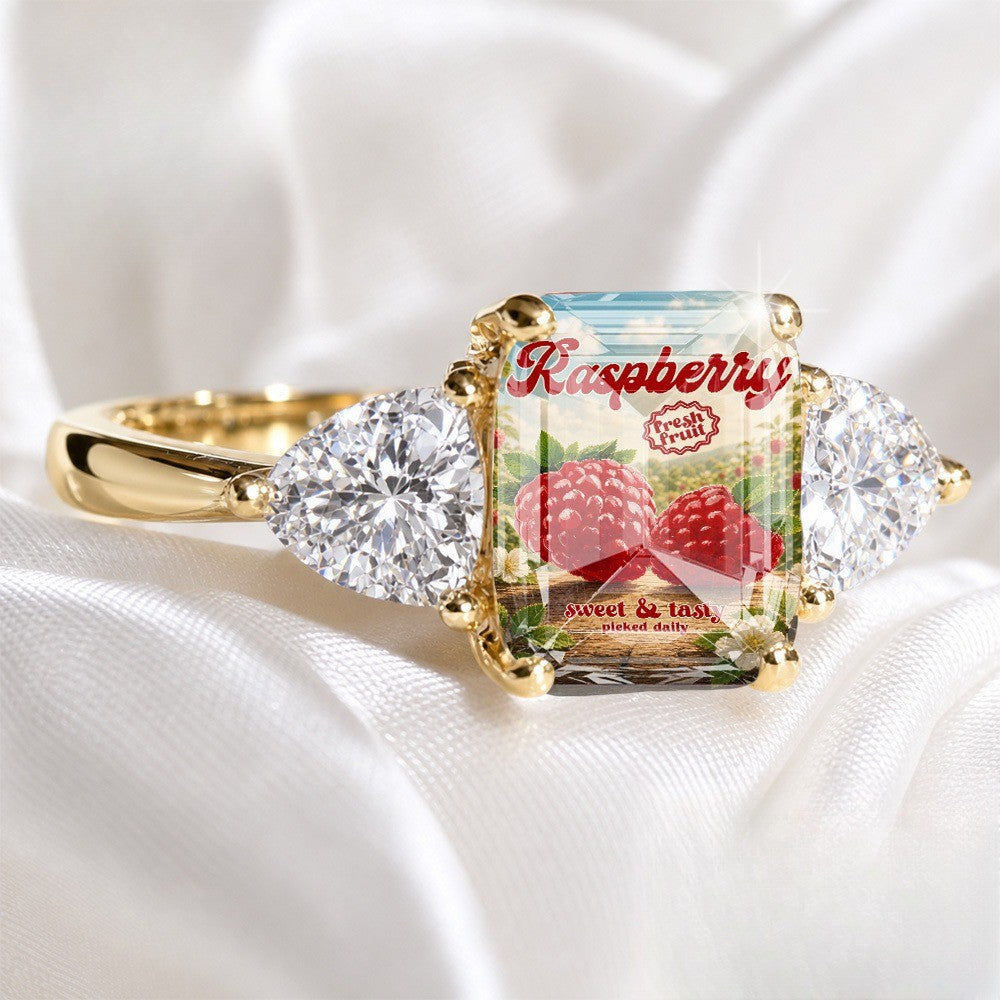 Raspberry Square Statement Ring