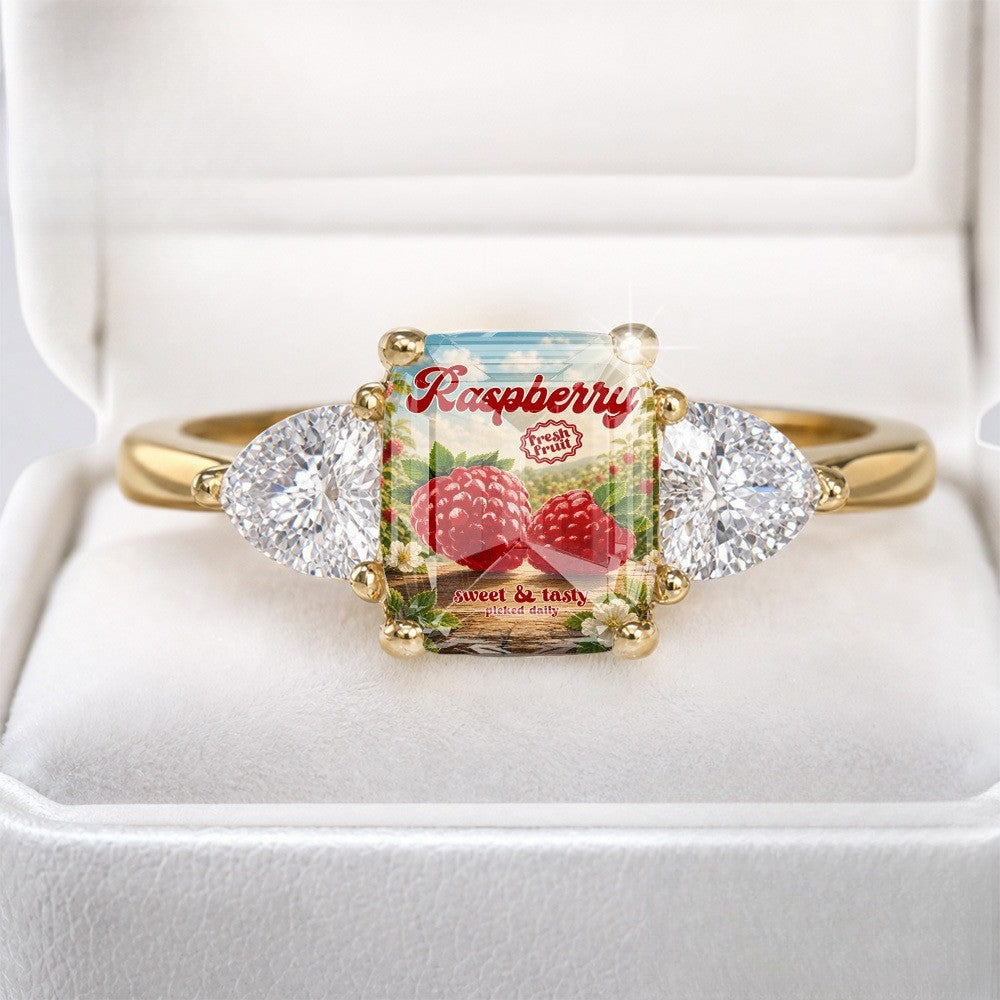 Raspberry Square Statement Ring