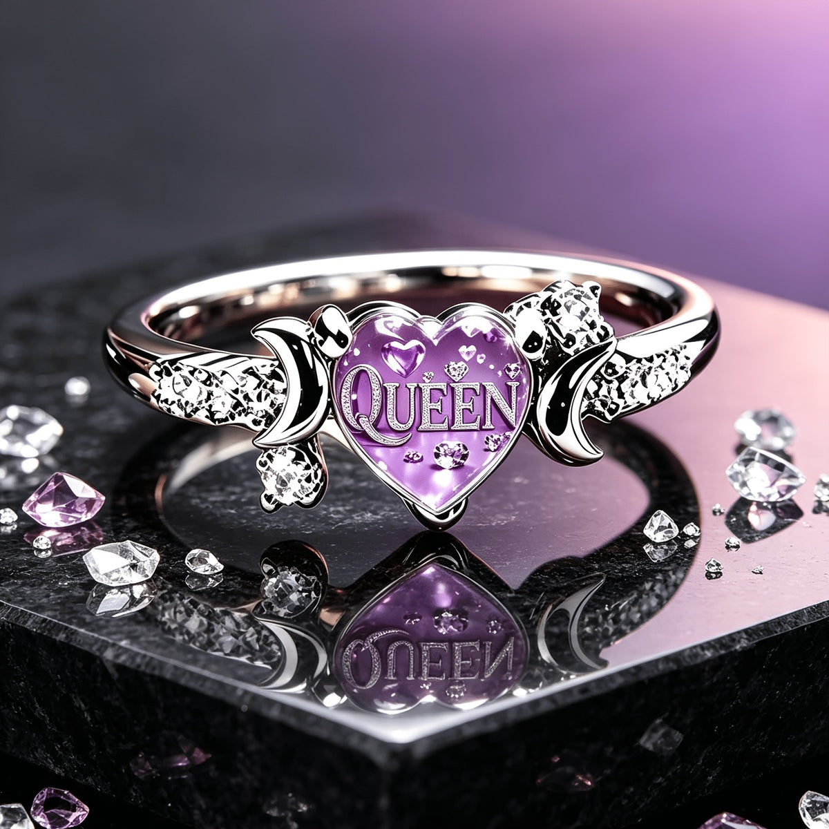 Purple Queen Heart Ring