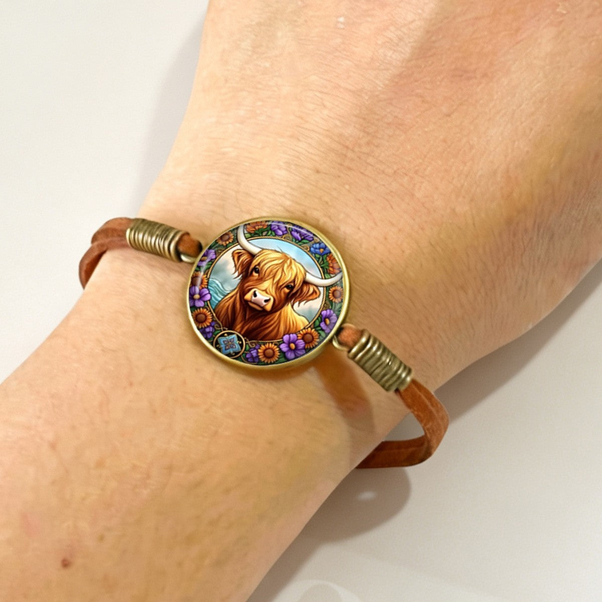 Highland Cow Floral Wreath Bracelet