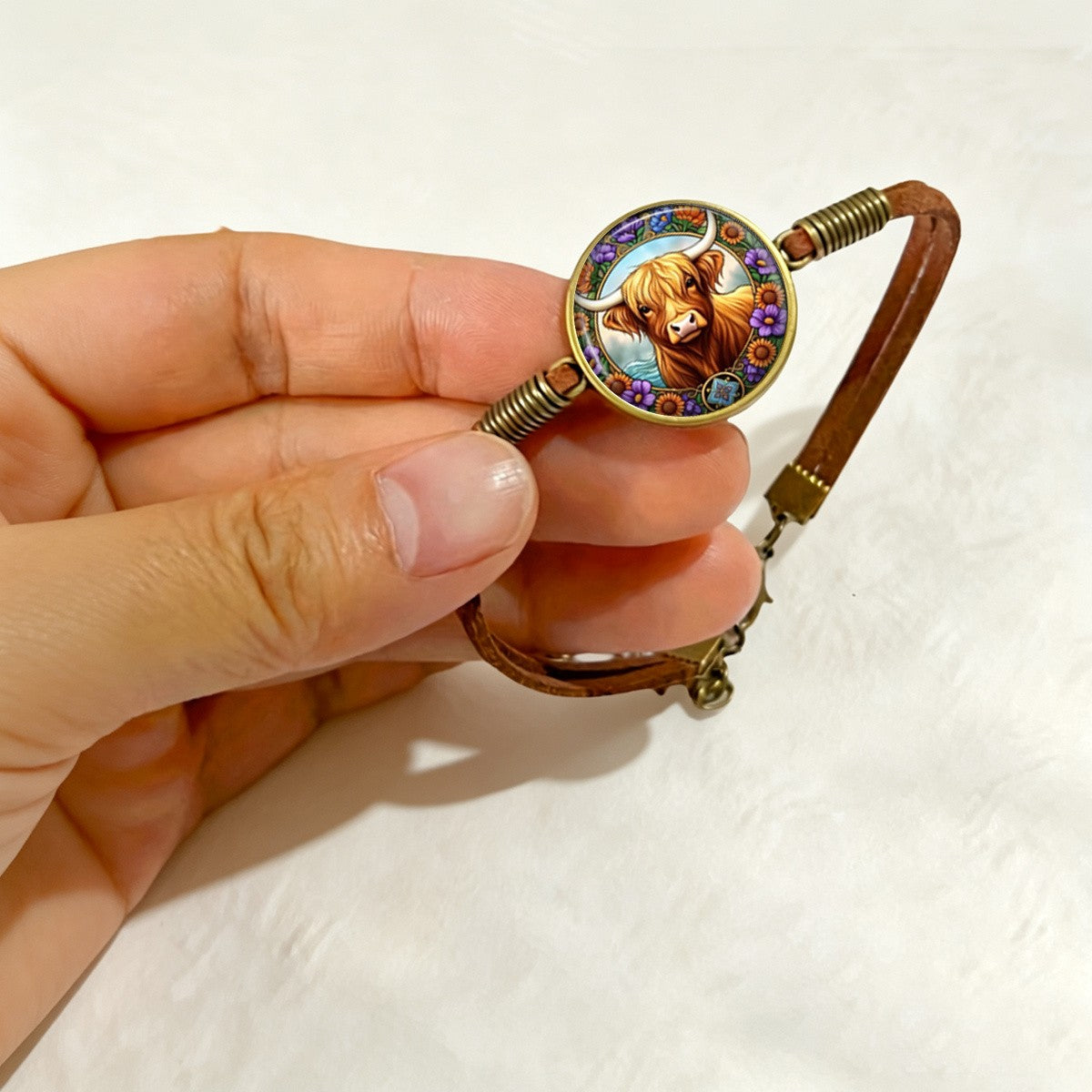 Highland Cow Floral Wreath Bracelet