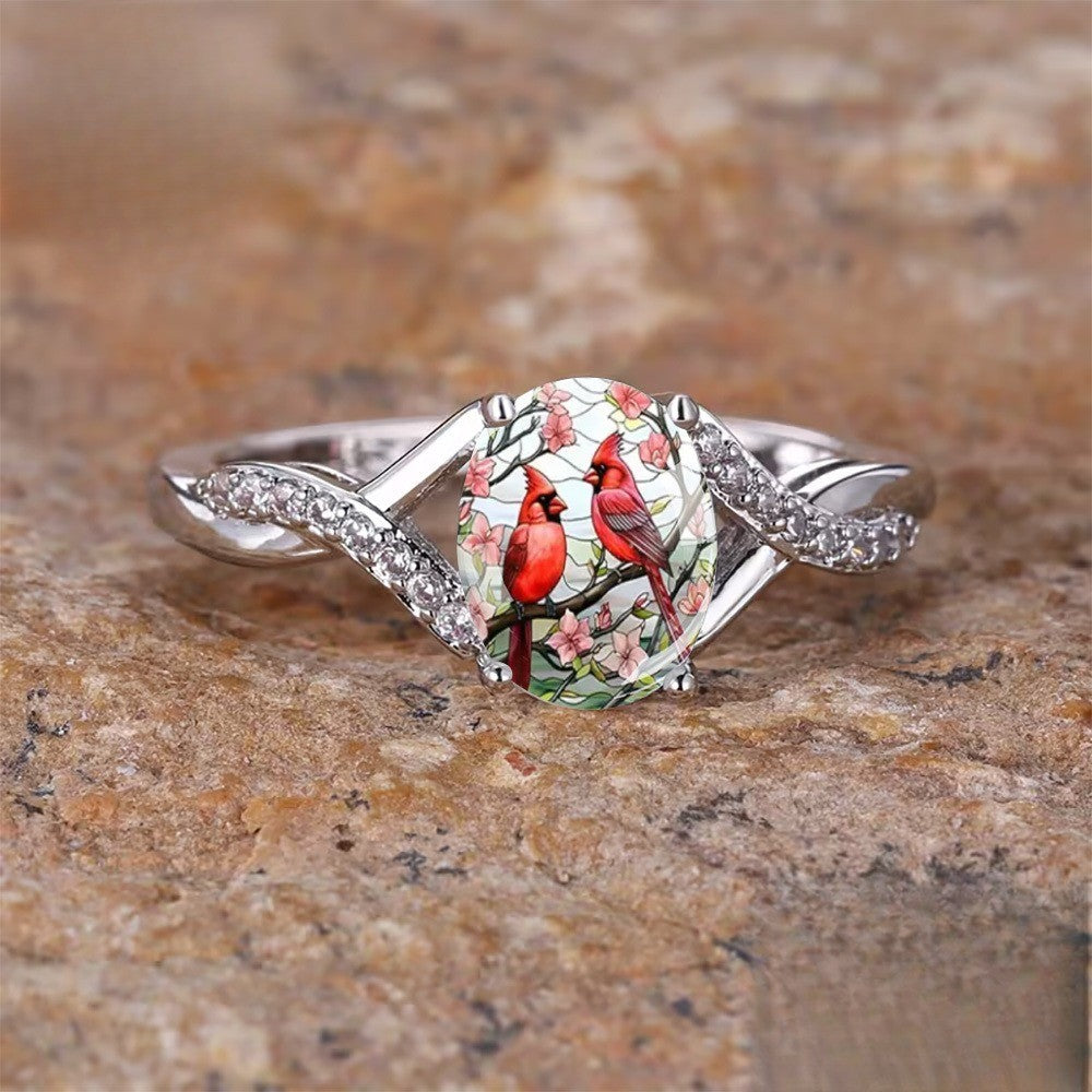 Red Bird Twisted Band Ring