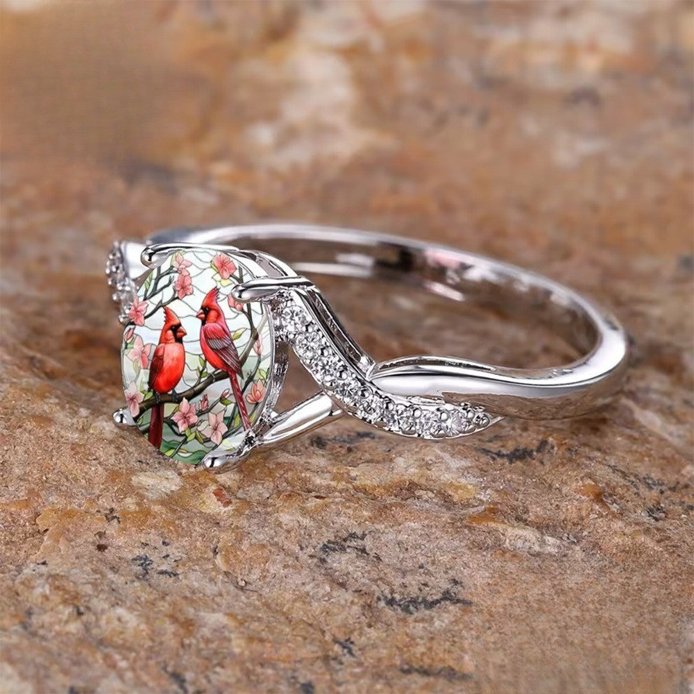 Red Bird Twisted Band Ring