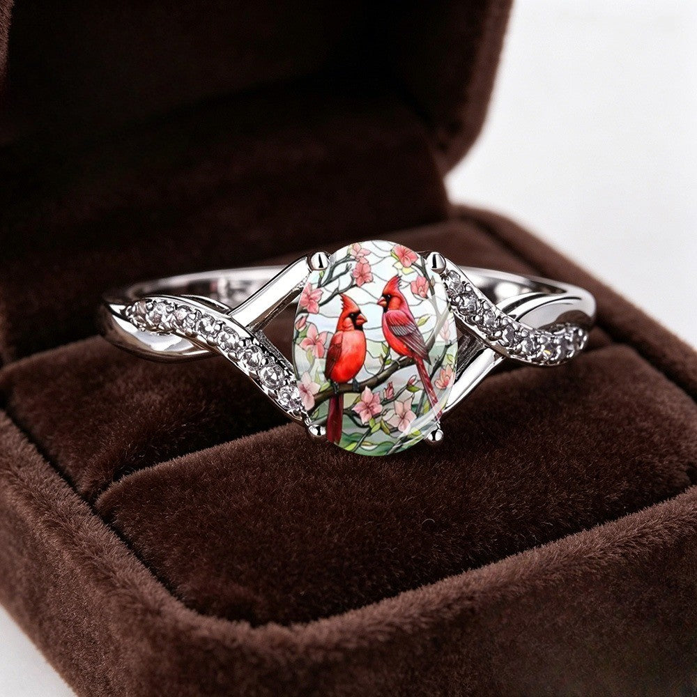 Red Bird Twisted Band Ring
