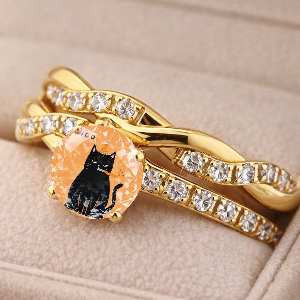 Black Cat Party Hat Twist Ring