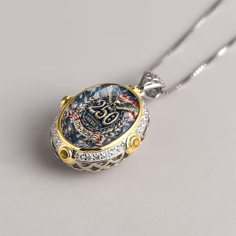 Eagle Emblem Oval Necklace