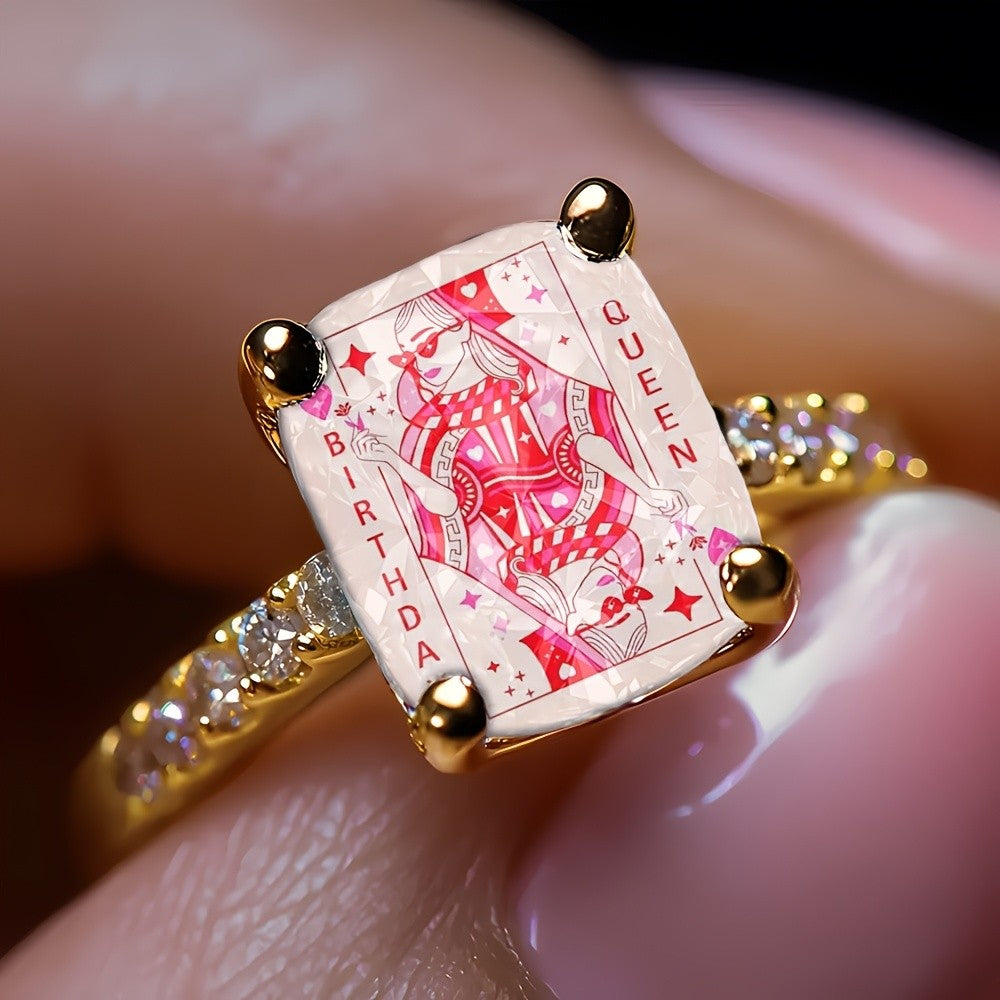 Pink Queen Card Ring