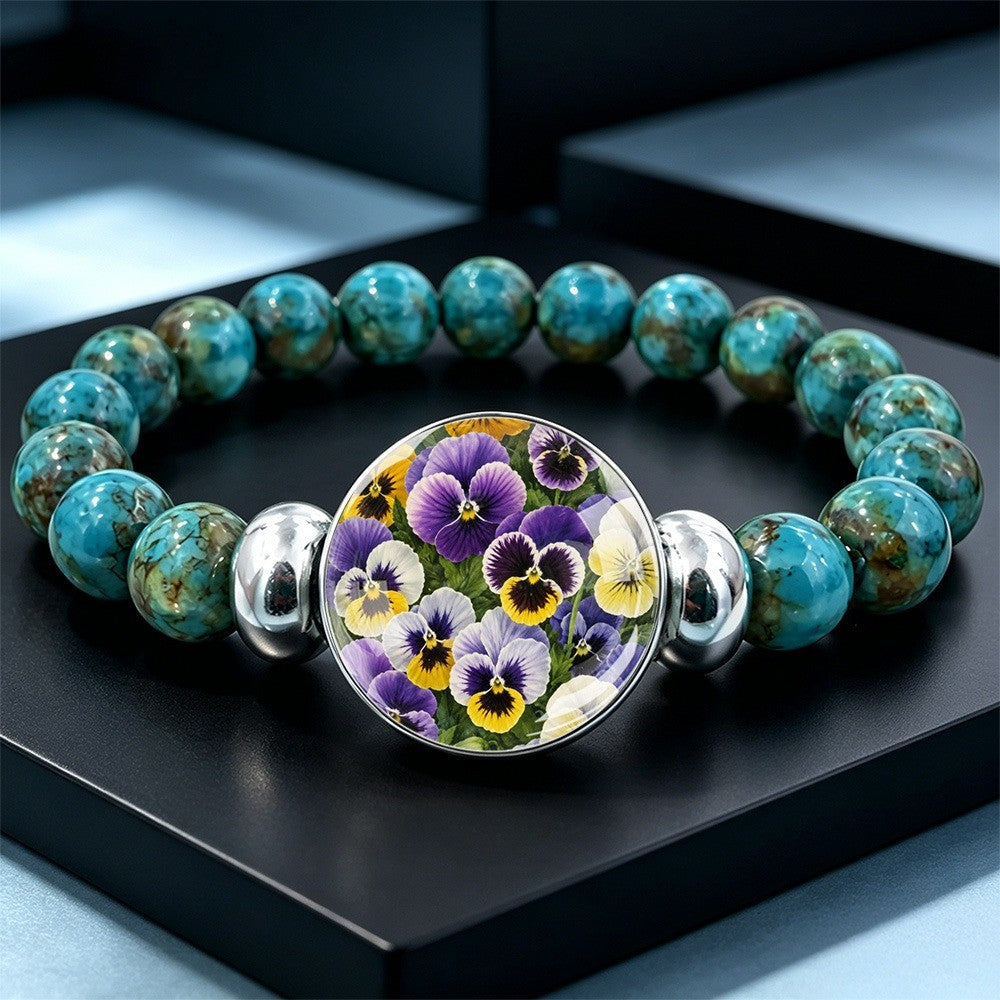 Floral Pansy Beaded Bracelet
