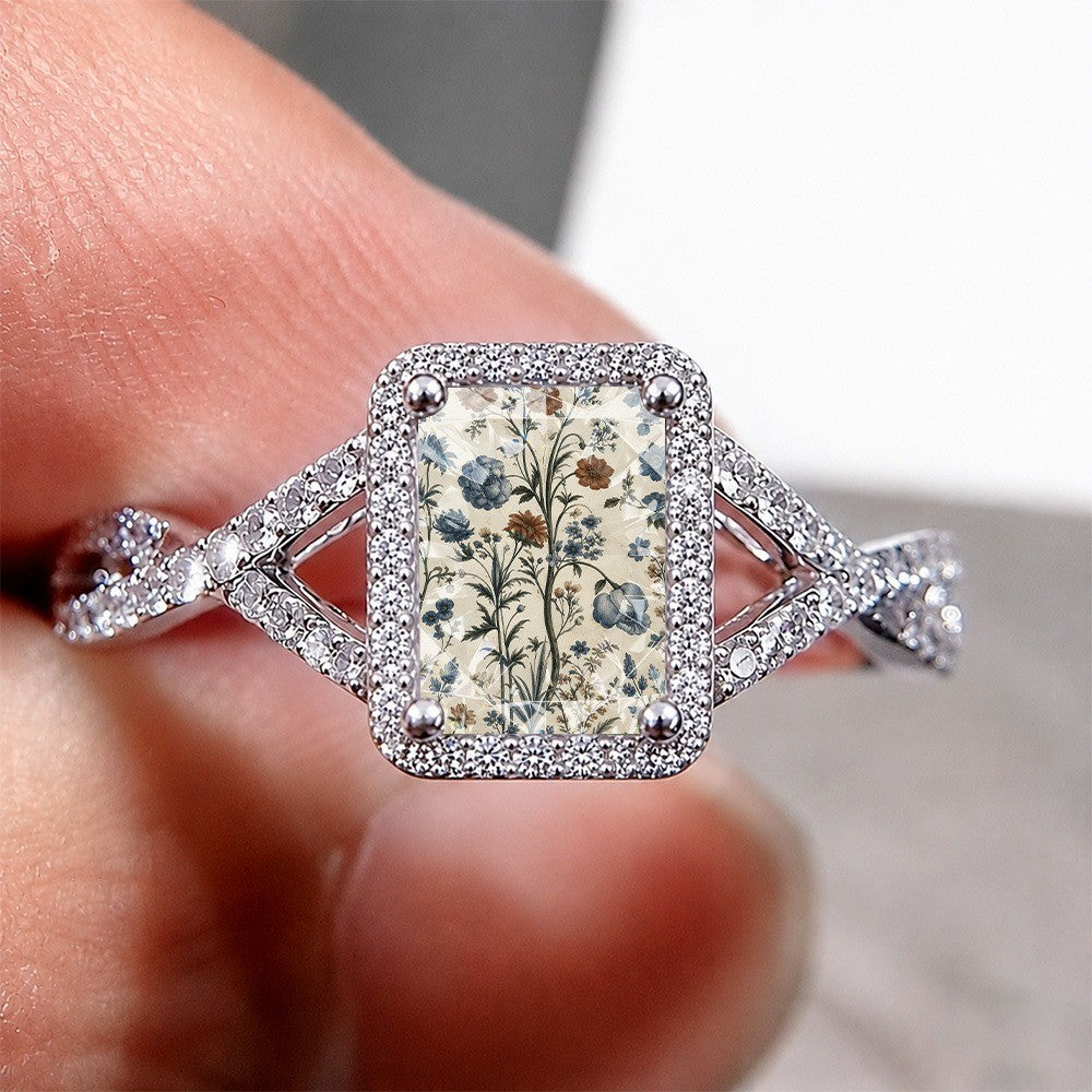 Botanical Illustration Square Ring