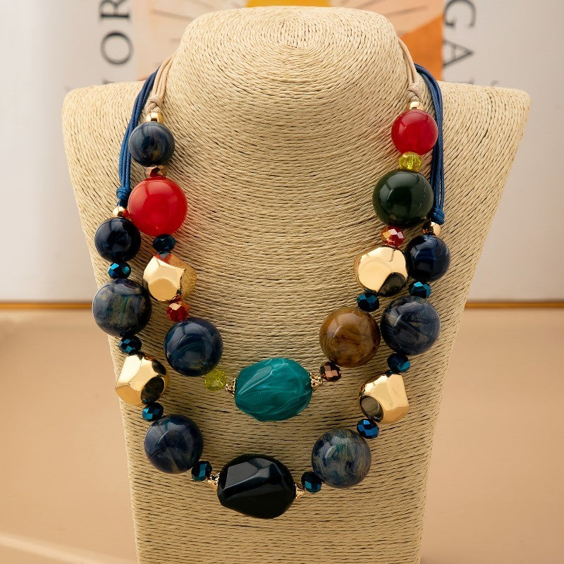 Multicolor Bead Statement Necklace