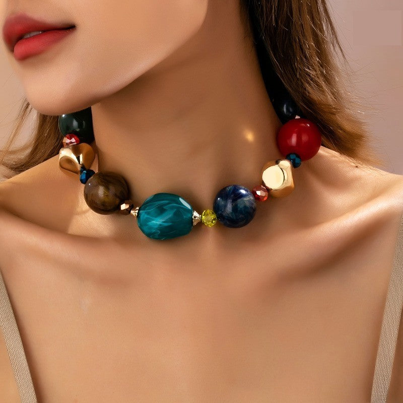 Multicolor Bead Statement Necklace