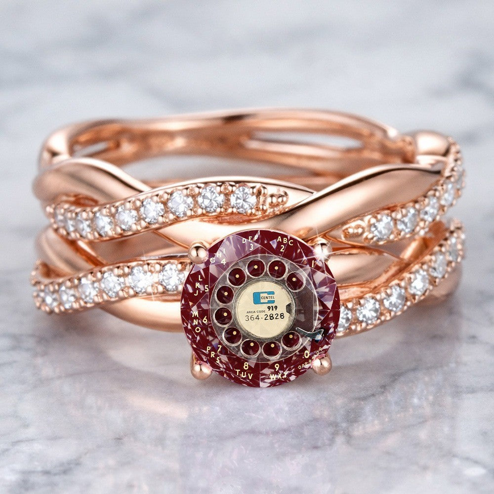 Rotary Dial Crystal Ring