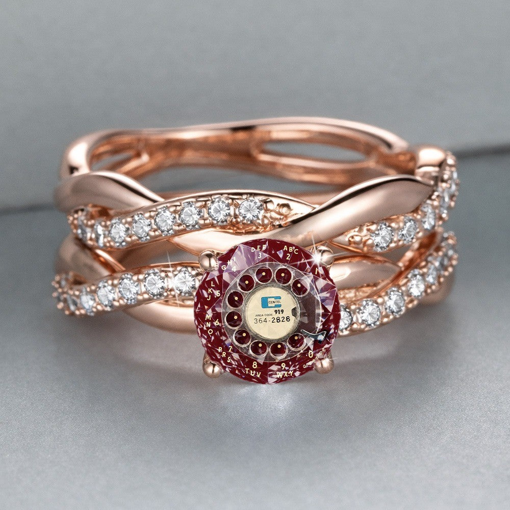 Rotary Dial Crystal Ring