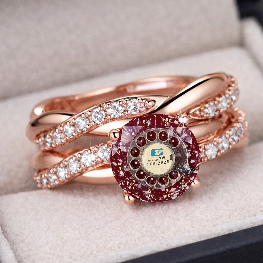 Rotary Dial Crystal Ring