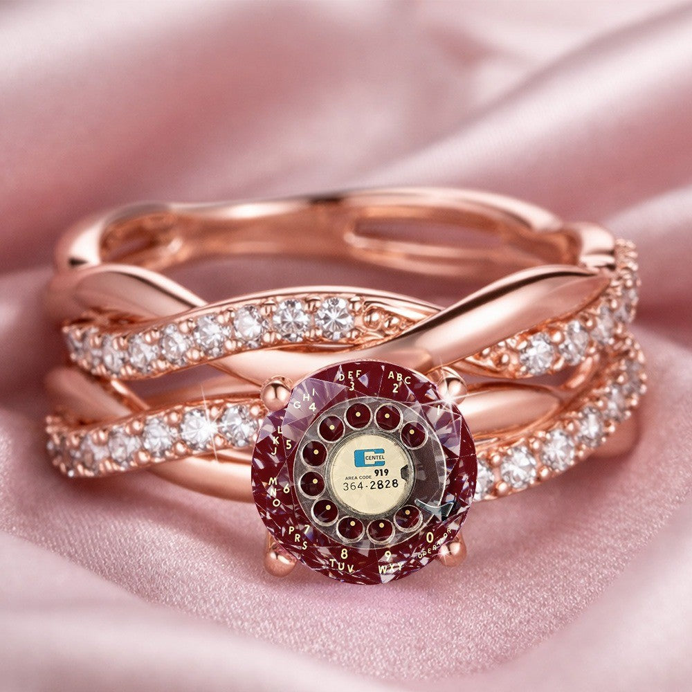 Rotary Dial Crystal Ring