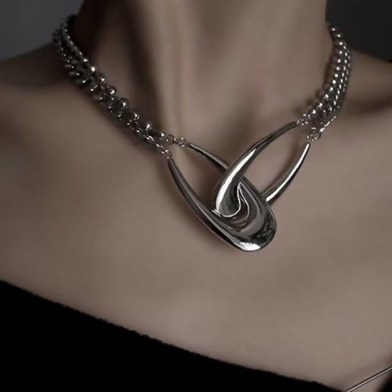 Interlocking Crescent Choker Necklace