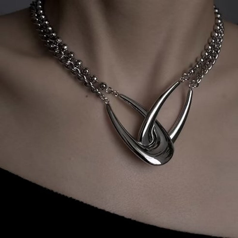 Interlocking Crescent Choker Necklace