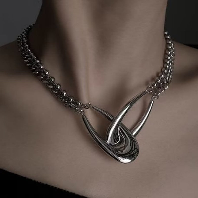 Interlocking Crescent Choker Necklace