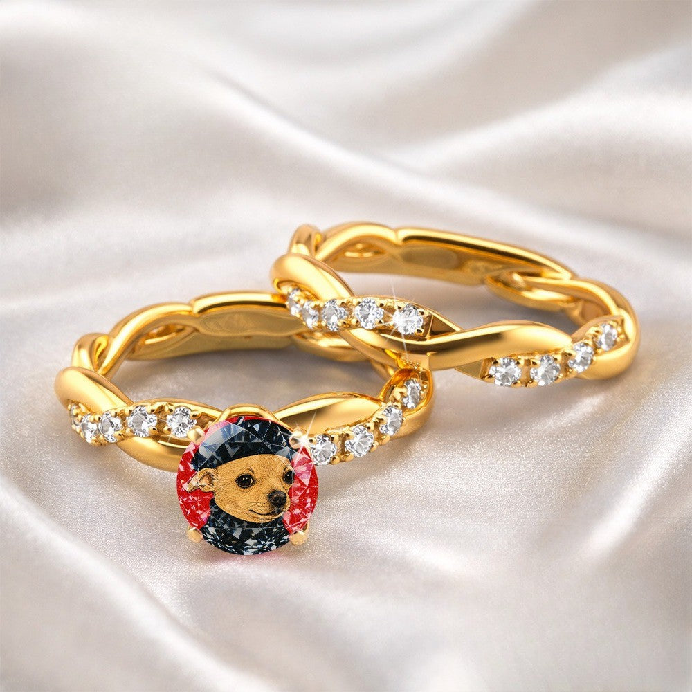 Chihuahua Crystal Twist Ring