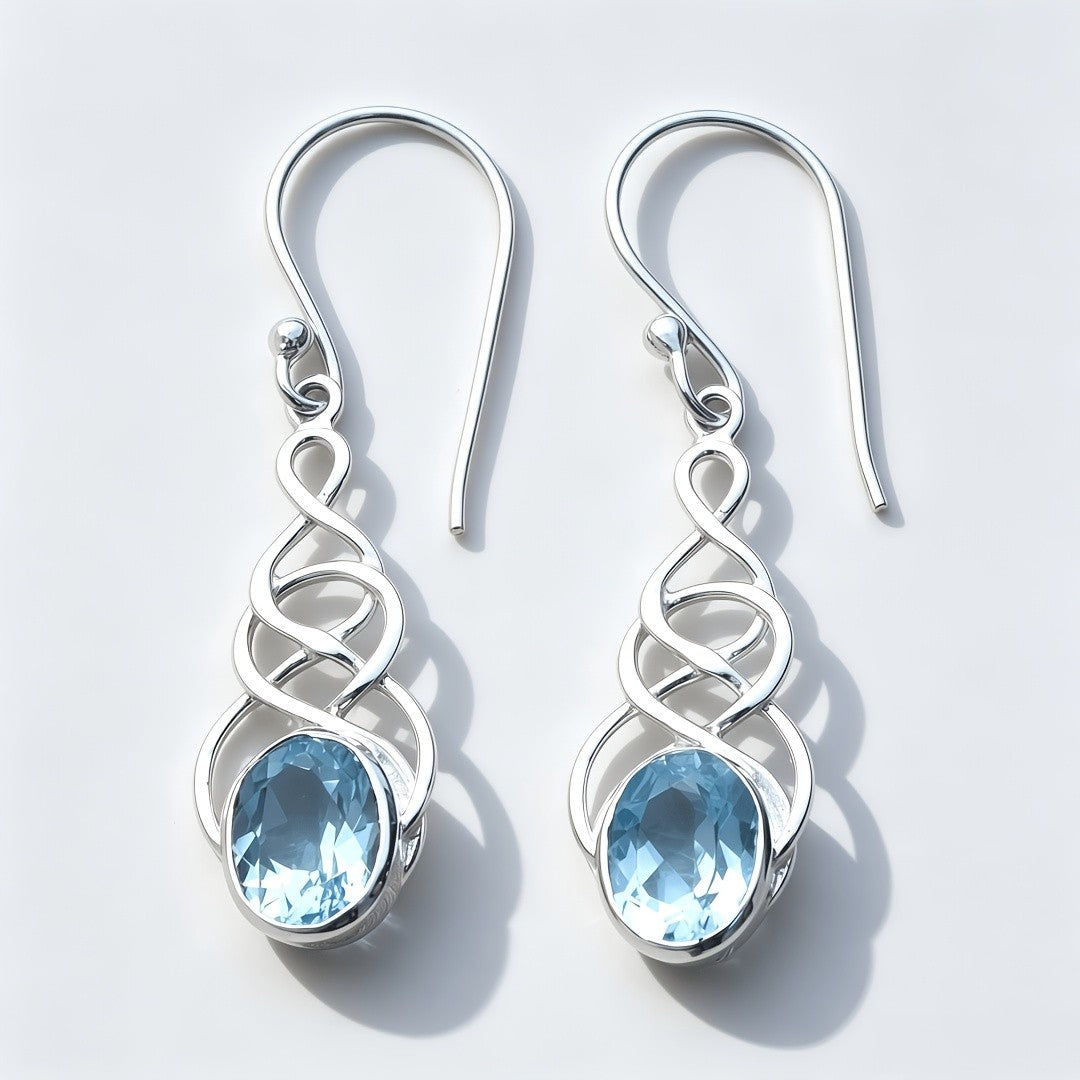 Blue Zircon Celtic Knot Earrings