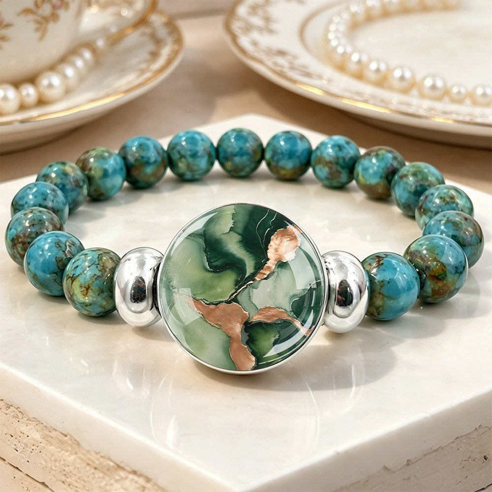 Green Marble Statement Bracelet