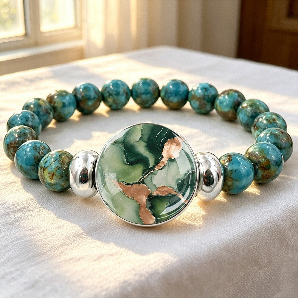 Green Marble Statement Bracelet