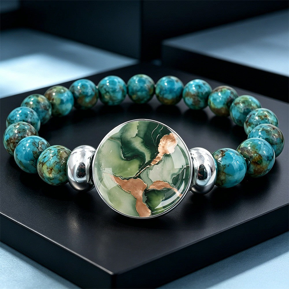 Green Marble Statement Bracelet