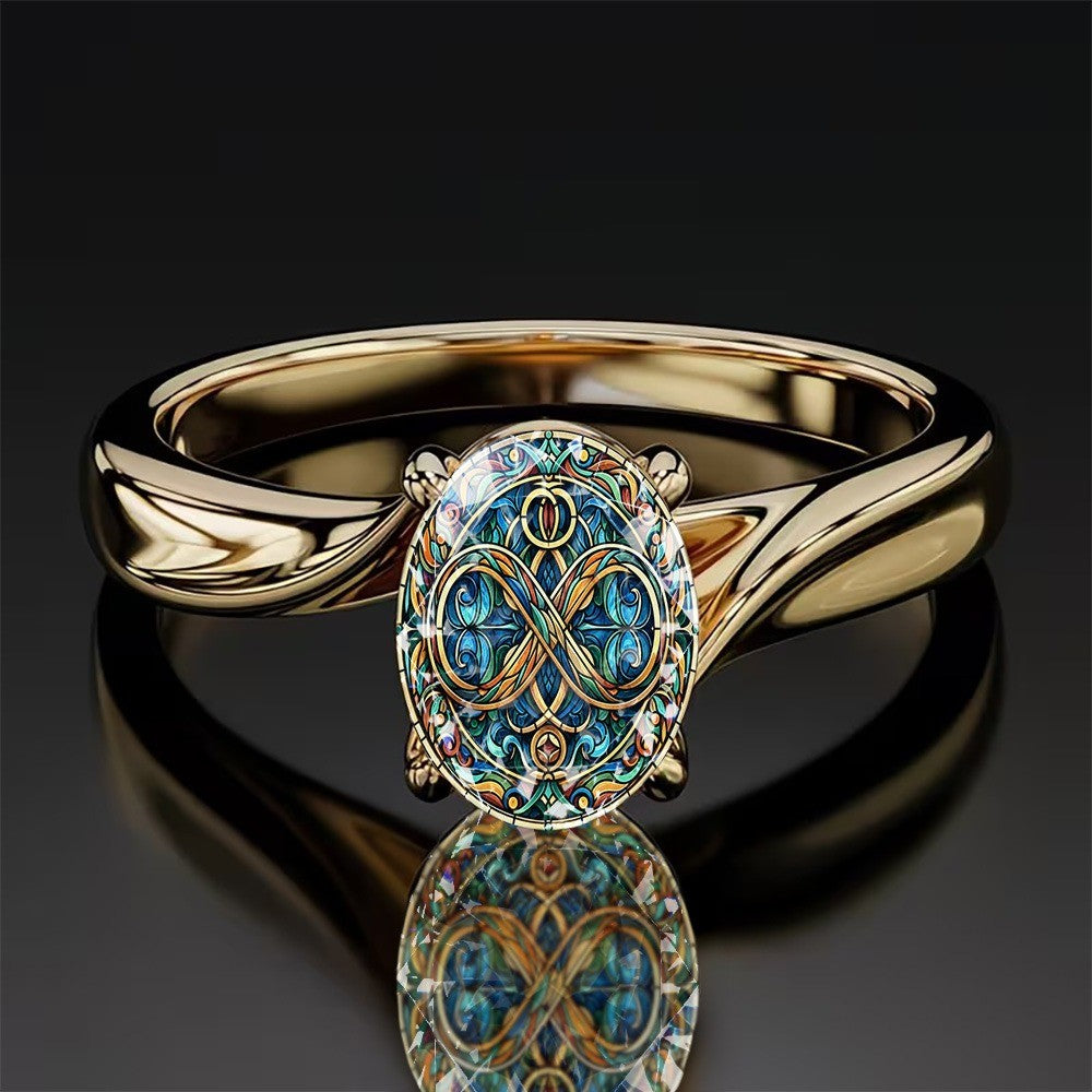 Blue Mosaic Infinity Ring