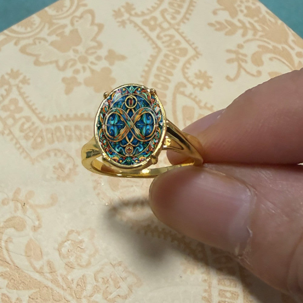 Blue Mosaic Infinity Ring