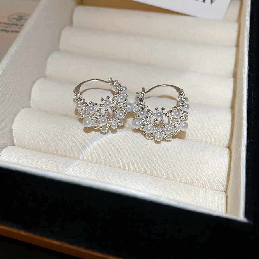 Crystal Flower Cluster Hoop Earrings