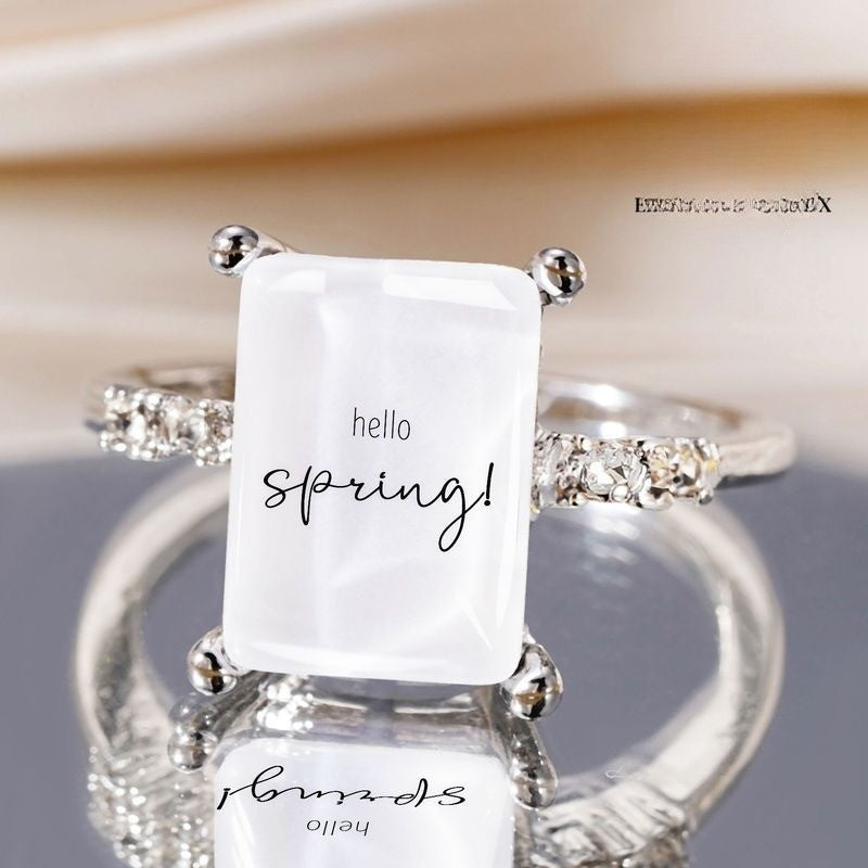 Hello Spring Rectangle Ring