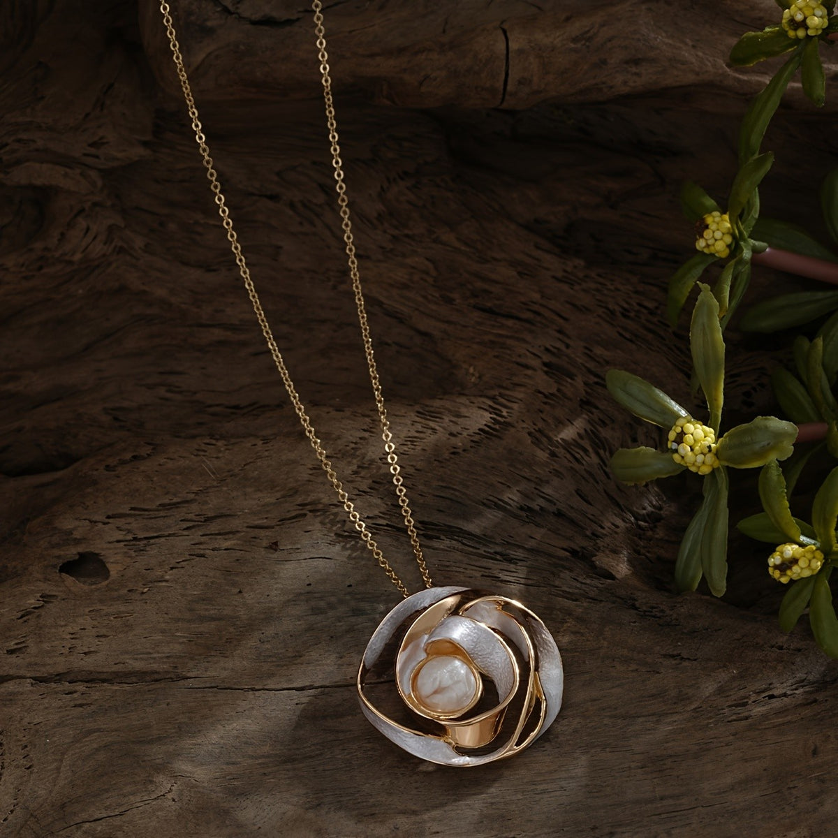 Spiral Rose Pendant Necklace