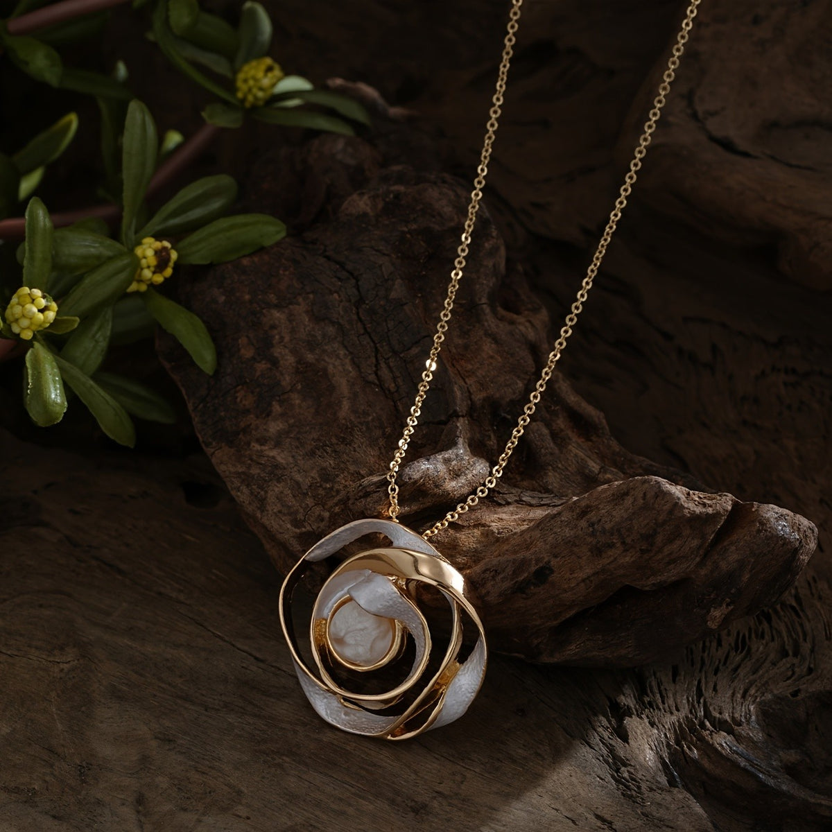 Spiral Rose Pendant Necklace