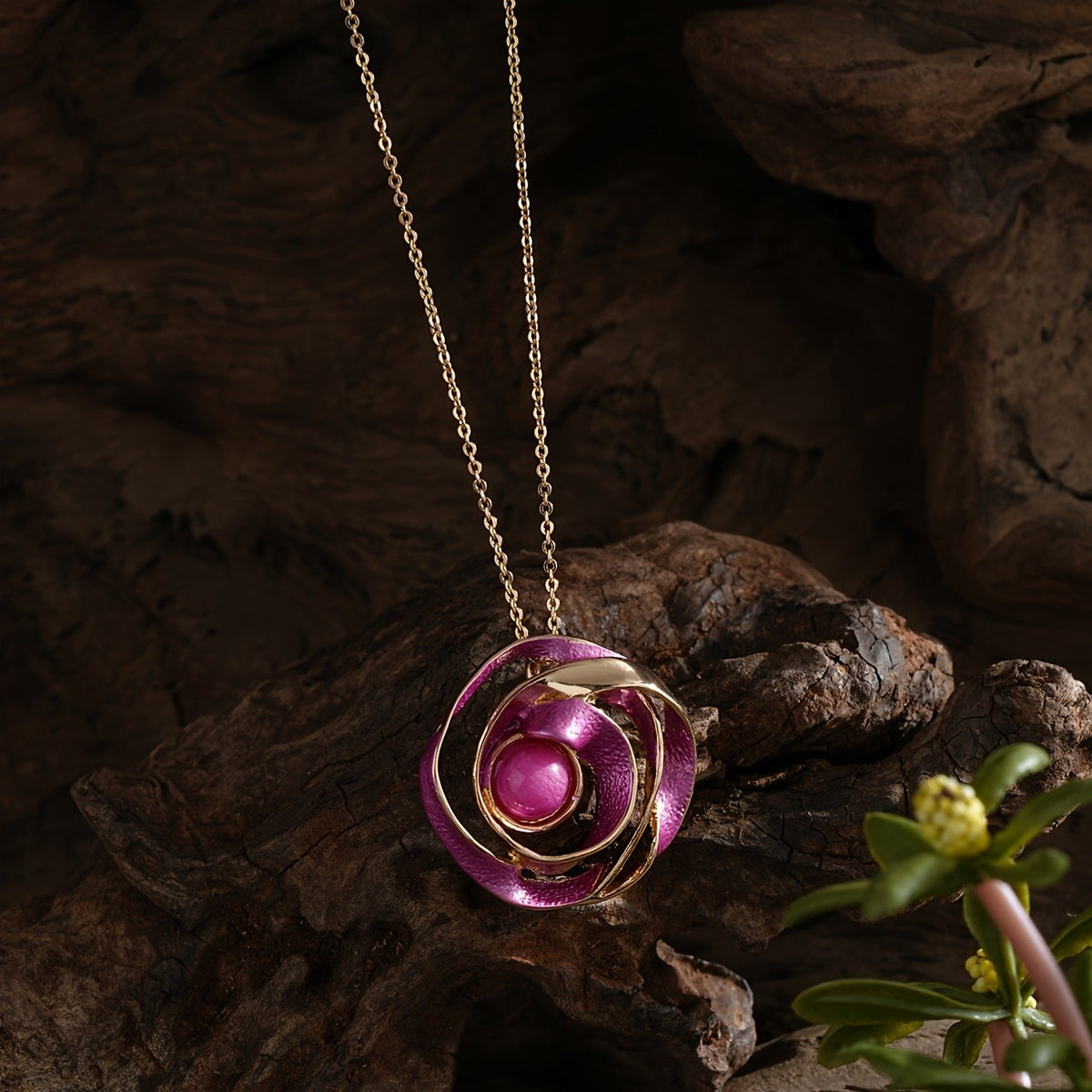 Spiral Rose Pendant Necklace