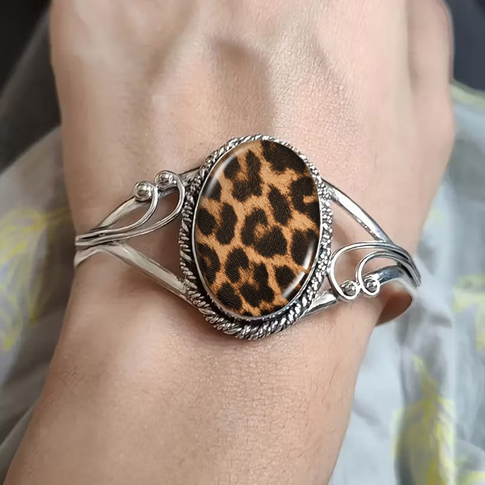 Leopard Oval Cuff Bracelet