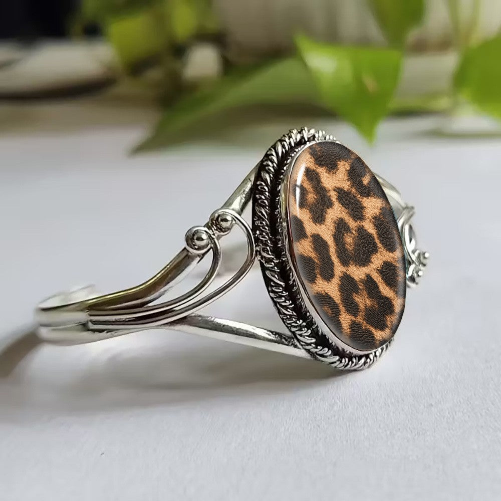 Leopard Oval Cuff Bracelet