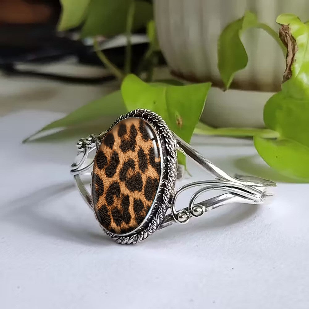 Leopard Oval Cuff Bracelet