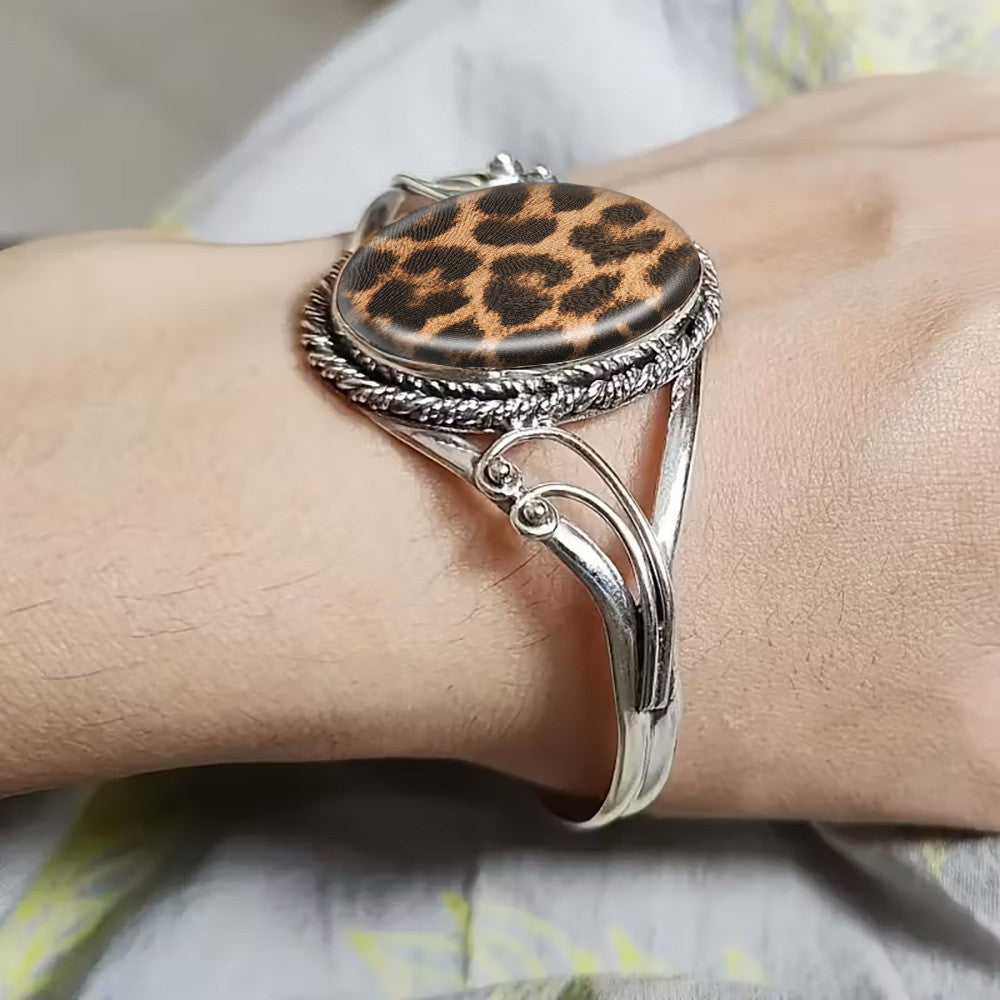 Leopard Oval Cuff Bracelet