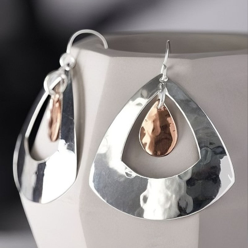 Hammered Teardrop Drop Earrings