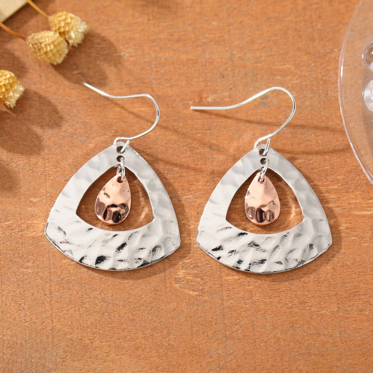 Hammered Teardrop Drop Earrings