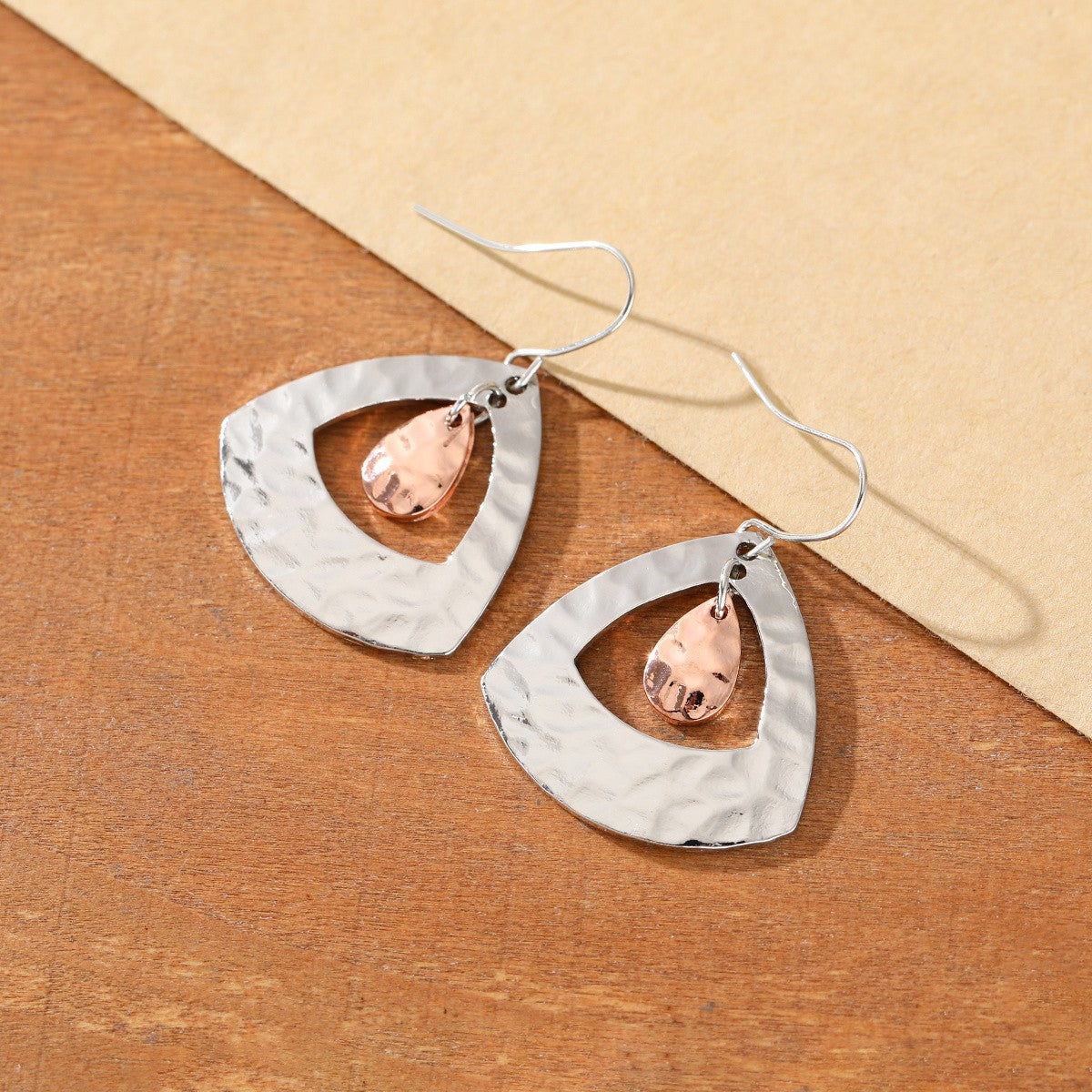 Hammered Teardrop Drop Earrings