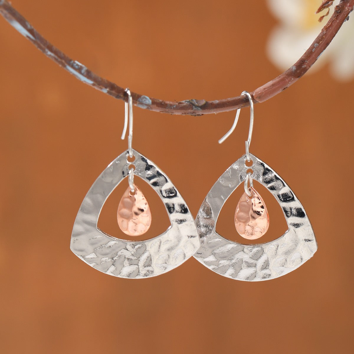 Hammered Teardrop Drop Earrings