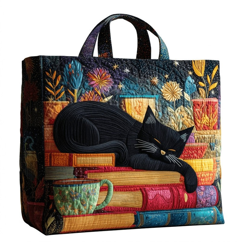 Quilted Black Cat Tote Bag