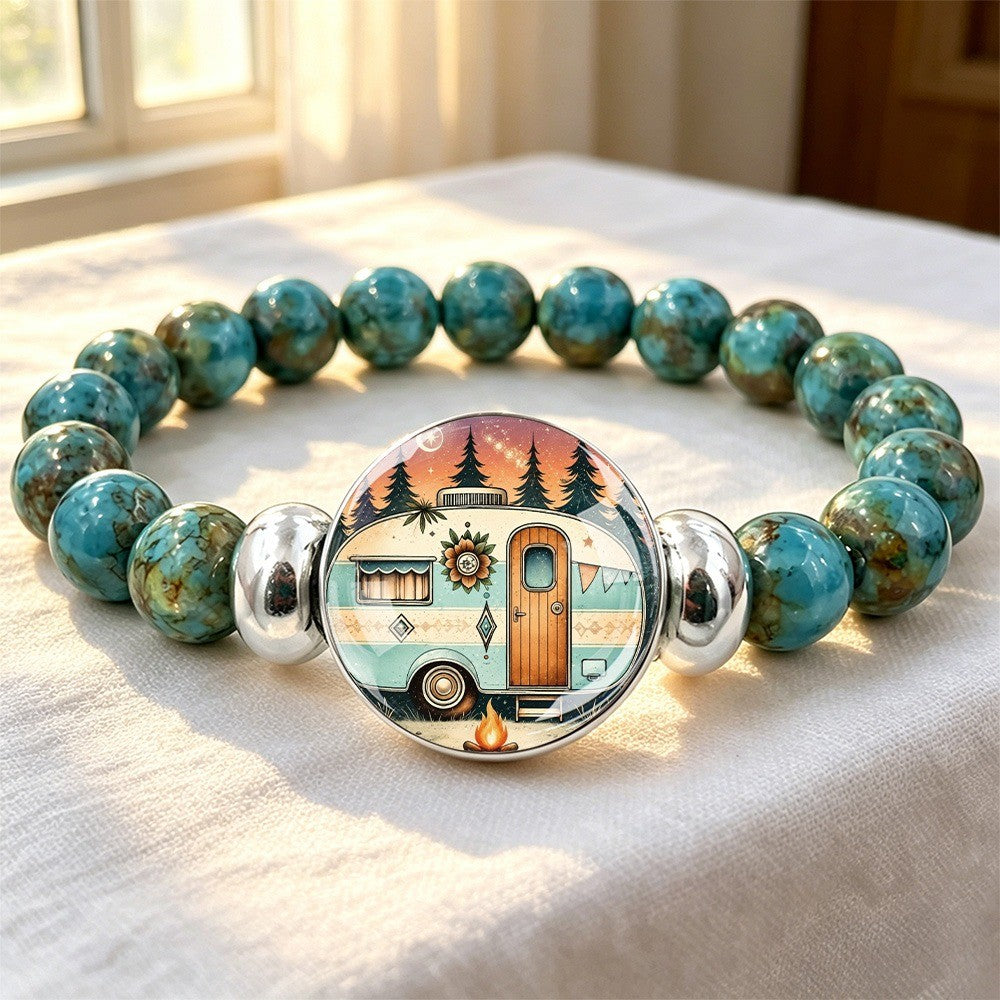 Turquoise Bead Camper Scene Bracelet