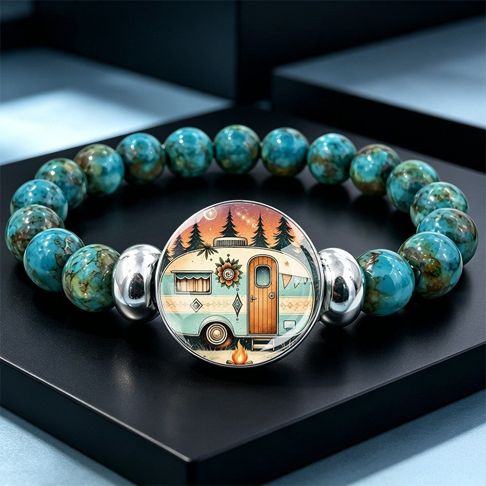 Turquoise Bead Camper Scene Bracelet