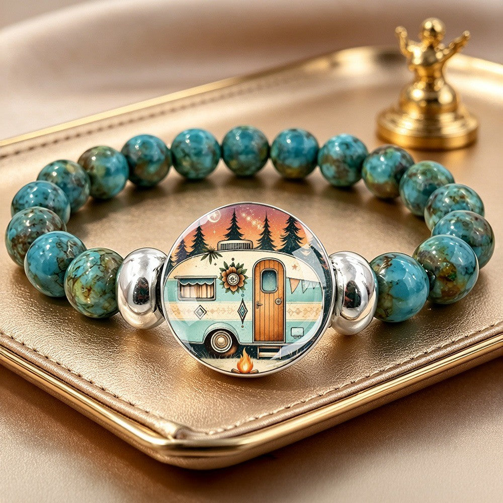 Turquoise Bead Camper Scene Bracelet