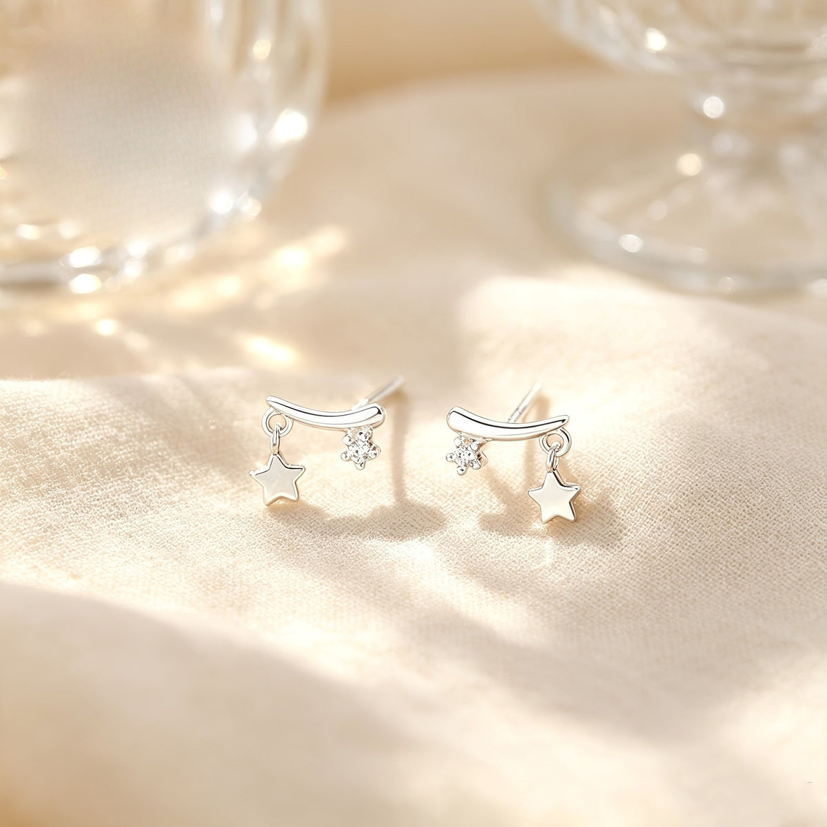 Curved Star Drop Earrings