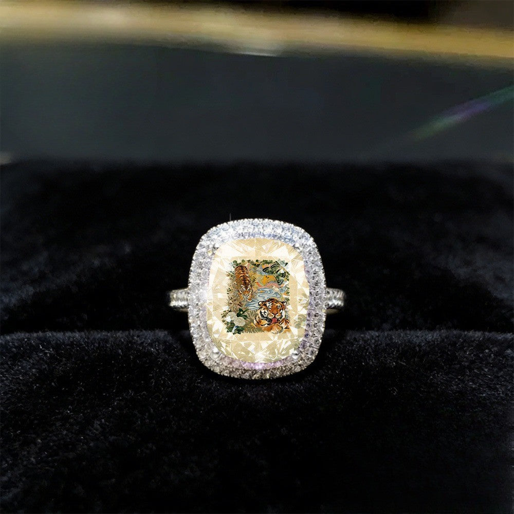 Tiger Jungle Square Ring