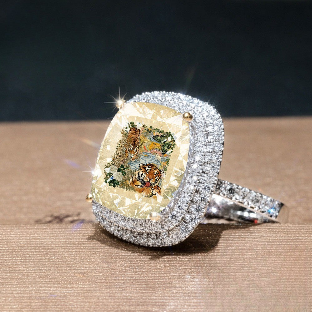 Tiger Jungle Square Ring